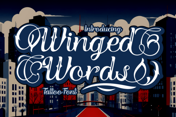 Winged Words: A Bold Tattoo Font for Striking Designs